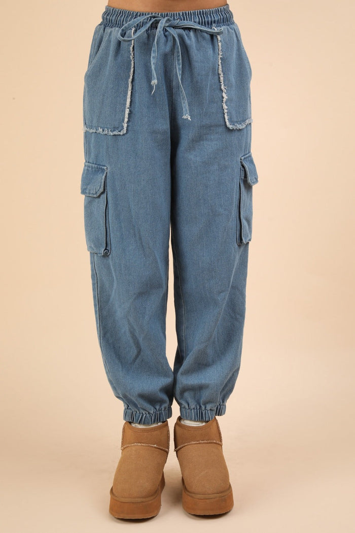 VERY J Washed Drawstring Jogger Cargo Jeans Trandify Deal