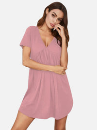 V-Neck Short Sleeve Lounge Dress Trandify Deal