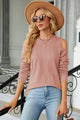 Round Neck Cold Shoulder T-Shirt Trandify deal