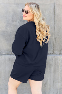 Double Take Full Size Texture Long Sleeve Top and Drawstring Shorts Set Trandify Deal