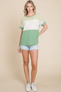 BOMBOM Color Block Short Sleeve T-Shirt Trandify deal