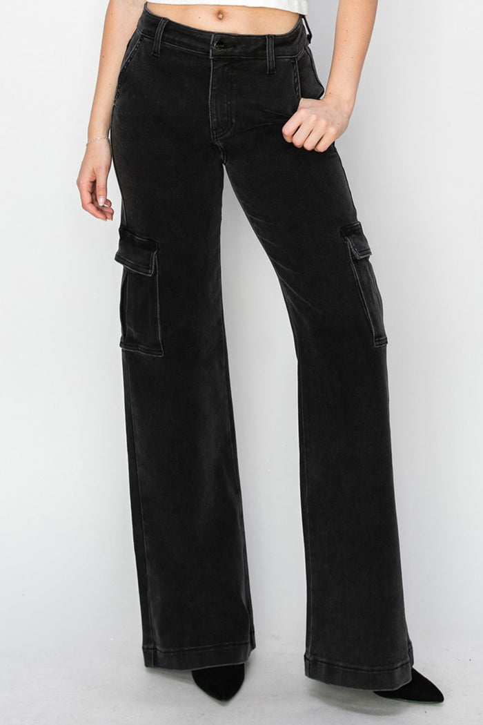 Risen Full Size High Rise Wide Leg Cargo Jeans Trandify Deal