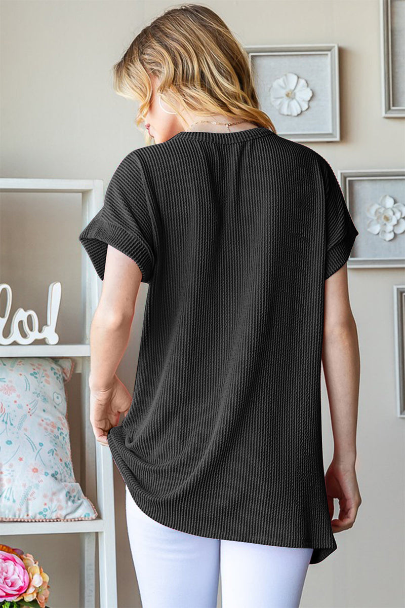 Heimish Full Size USA Graphic Short Sleeve Ribbed Top Trandify Deal