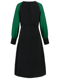 Ruched Contrast Long Sleeve Midi Dress Trandify Deal