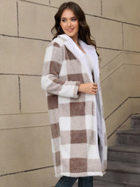 Cozy Plaid Fleece Longline Winter Coat for Women