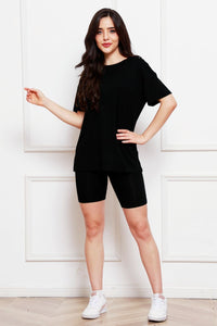 Round Neck Short Sleeve T-Shirt and Shorts Set Trandify deal