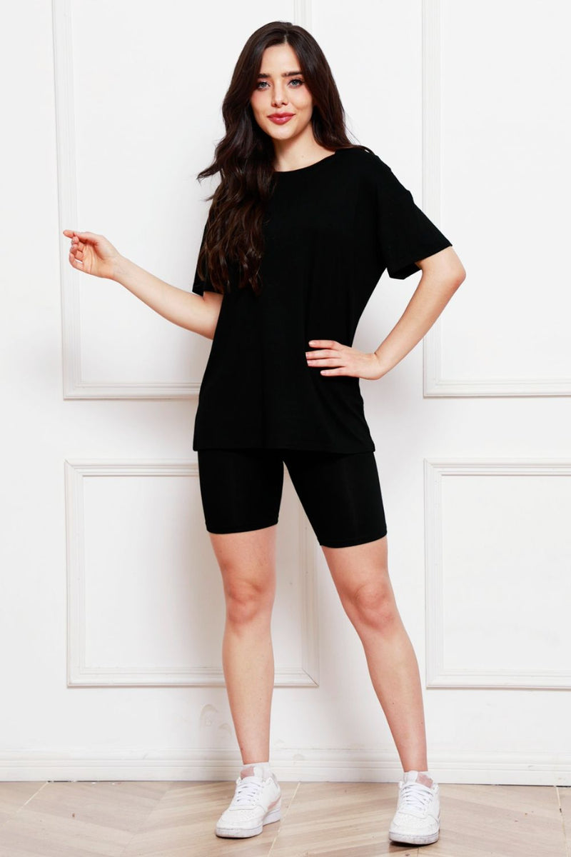 Round Neck Short Sleeve T-Shirt and Shorts Set Trandify deal