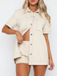 Pocketed Button Up Top and Shorts Set Trandify Deal
