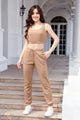Waffle-Knit Cropped Tank and Drawstring Pants Set Trandify deal