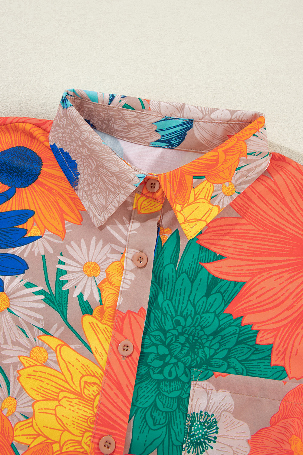 Printed Button Up Long Sleeve Top and Shorts Set Trandify Deal