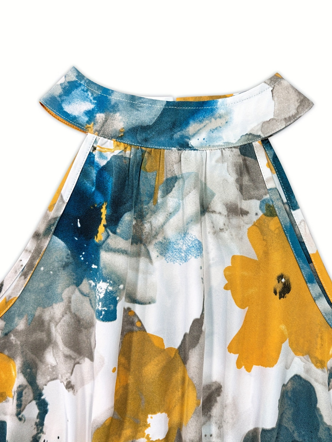 Tiered Printed Mock Neck Sleeveless Dress Trandify deal