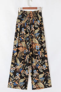 Floral shirred high waist wide leg pants for women – Trandify Deal