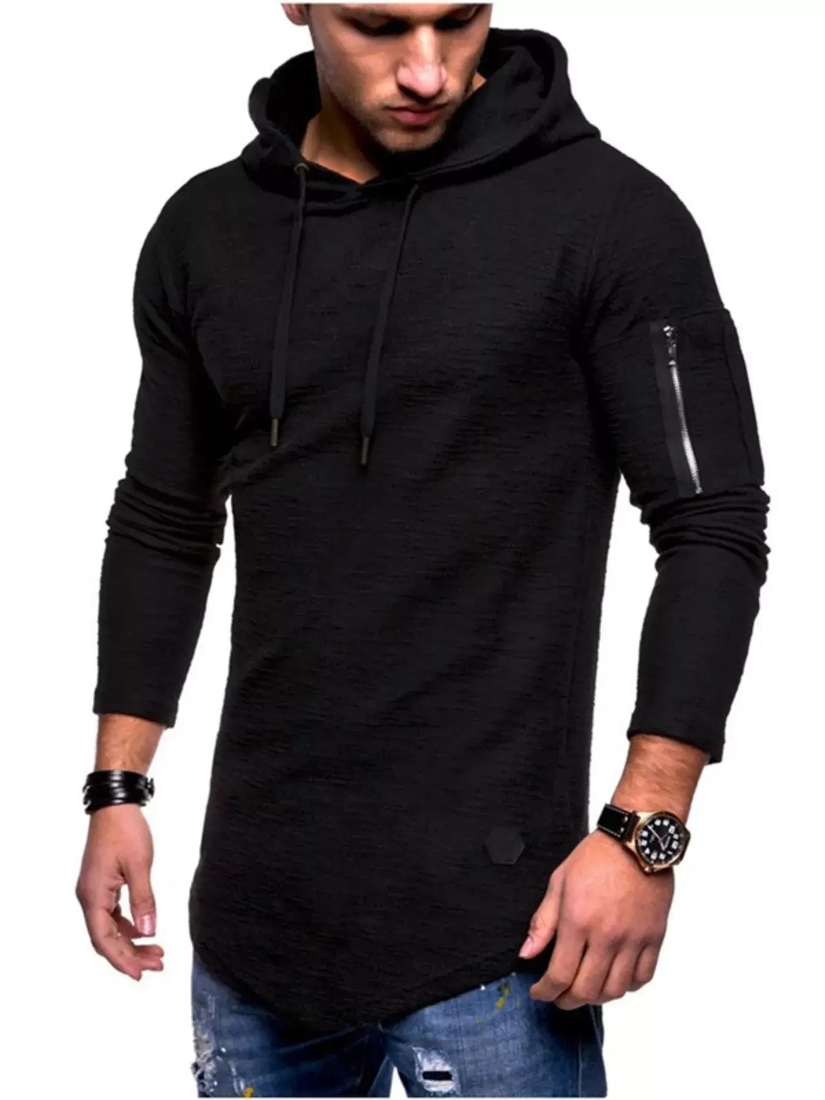 Men's Plus Size Slim Fit Hoodie | Long Sleeve Cotton Blend Pullover
