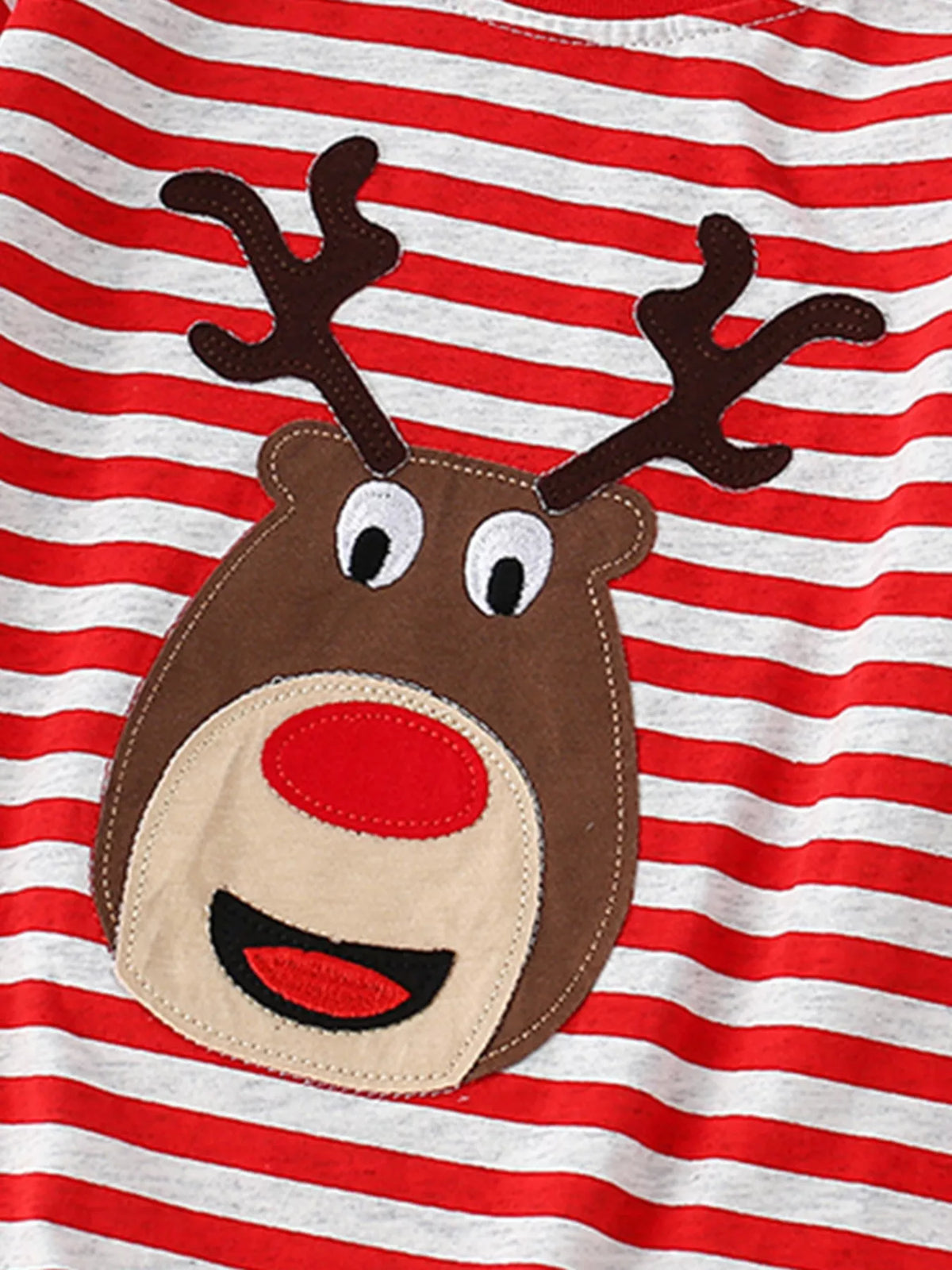 Kids Reindeer Tee - Striped Long Sleeve Holiday Top