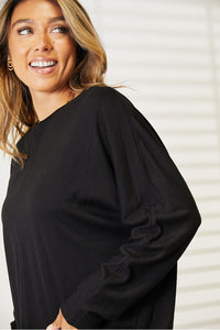 Double Take Seam Detail Round Neck Long Sleeve Top Trandify Deal