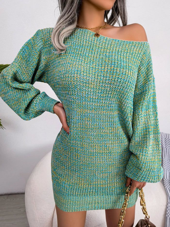 Women's Multi-Color One-Shoulder Sweater Dress