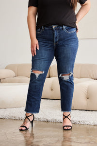 RFM Full Size Tummy Control Distressed High Waist Raw Hem Jeans Trandify deal