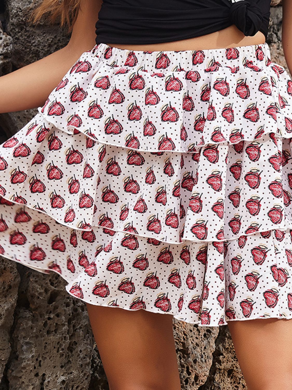 Perfee Layered Printed Mini Skirt Trandify Deal