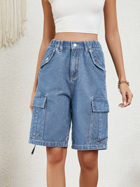 High Waist Denim Shorts with Pockets Trandify deal