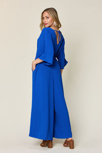 Double Take Full Size Surplice Wide Leg Jumpsuit with Pockets Trandify Deal