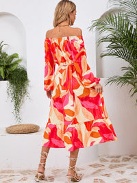 Printed Long Sleeve Midi Dress Trandify Deal
