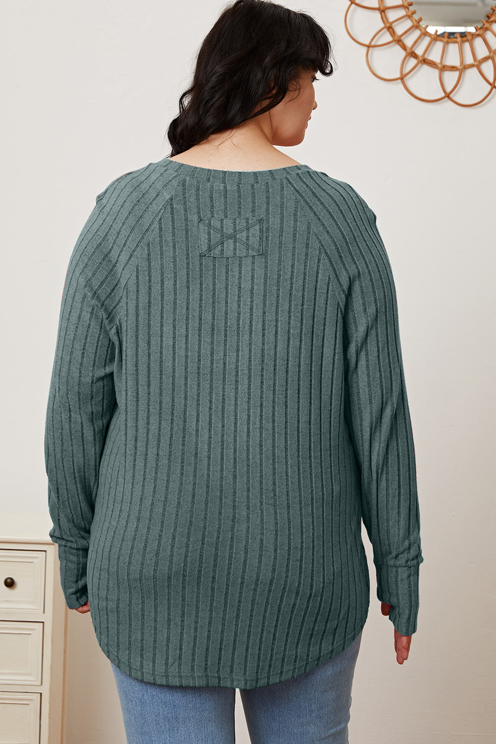 Basic Bae Full Size Ribbed Thumbhole Sleeve T-Shirt Trandify Deal