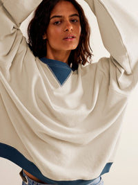 Contrast Trim Round Neck Long Sleeve Sweatshirt Trandify Deal
