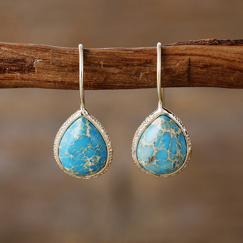 Copper Natural Stone Teardrop Shape Earrings Trandify Deal