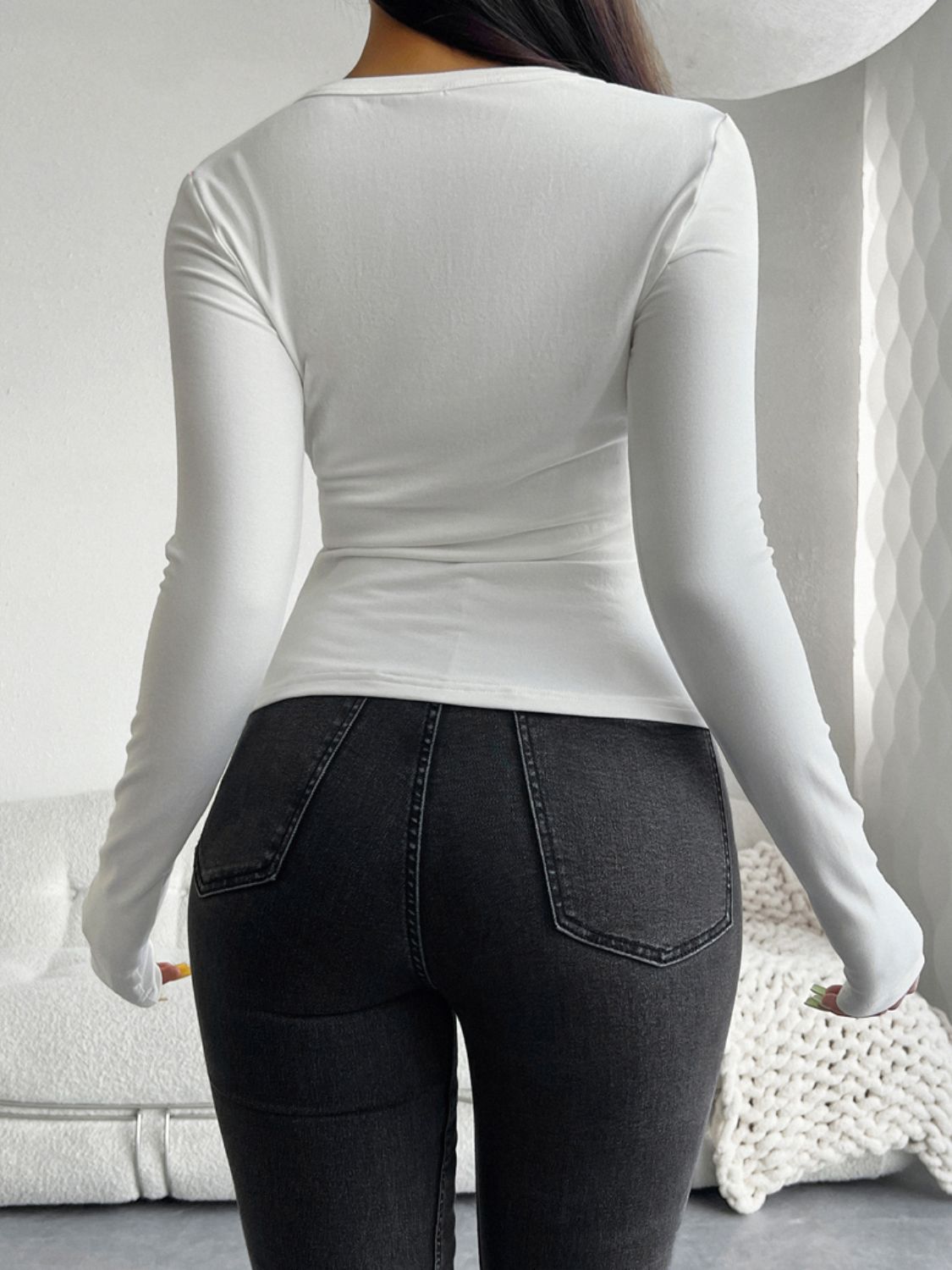 Devine Quarter Button Long Sleeve T-Shirt Trandify Deal