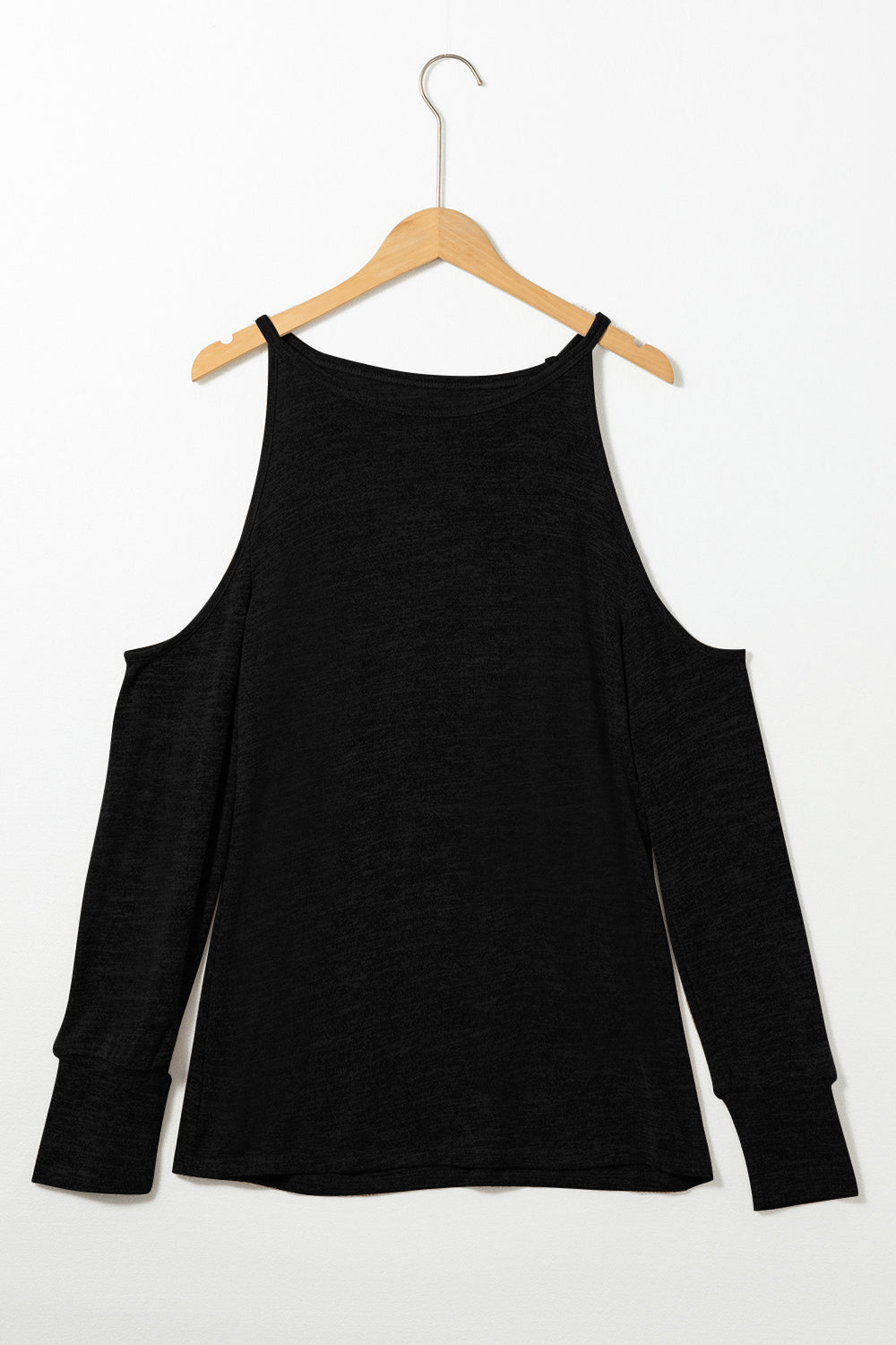 Round Neck Cold Shoulder Long Sleeve Top Trandify Deal