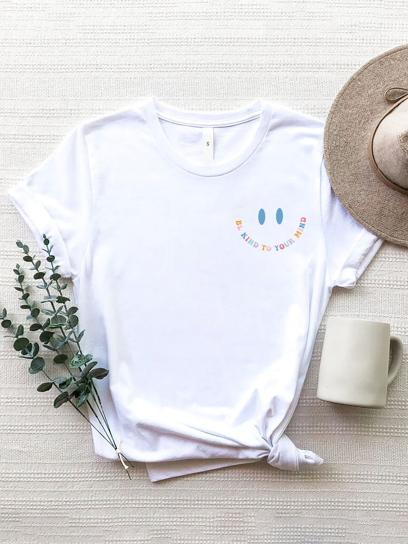 Letter Graphic Round Neck Short Sleeve T-Shirt Trandify deal
