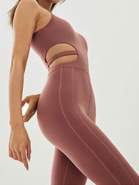 Cutout Asymmetrical Neck Active Jumpsuit Trandify deal