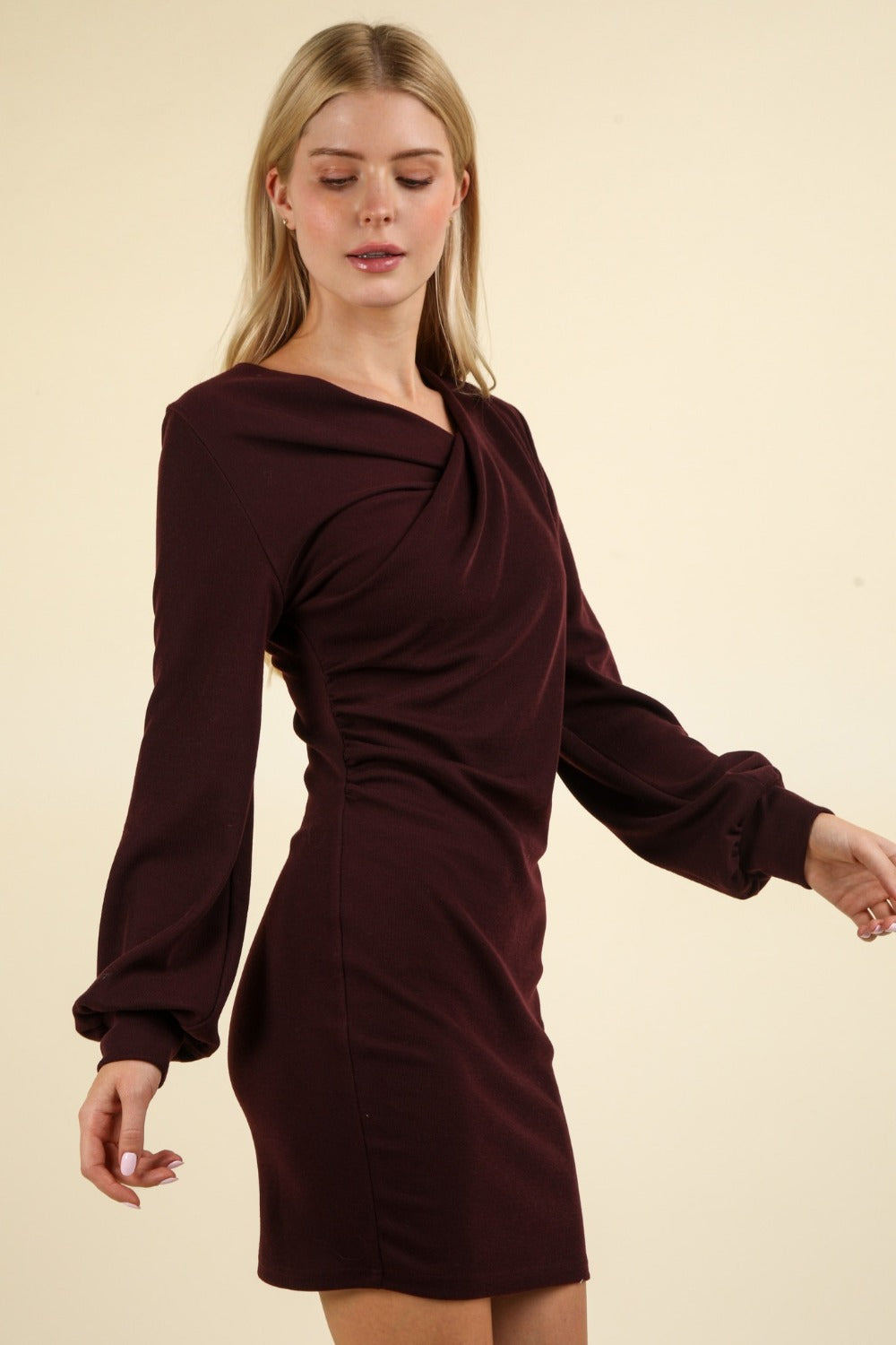 VERY J Ruched Detail Bodycon Mini Dress Trandify Deal