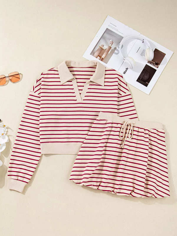 Cropped Sweater and Bubble Skirt Set | Casual Outfit Coordinated