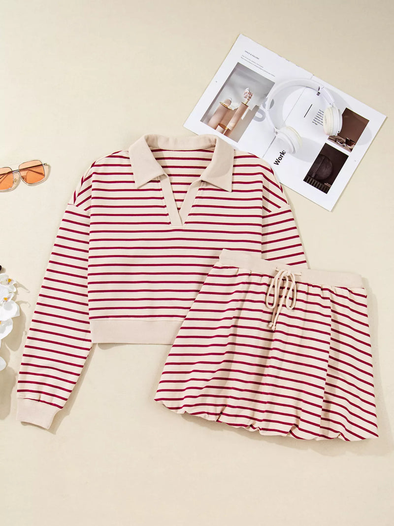Cropped Sweater and Bubble Skirt Set | Casual Outfit Coordinated