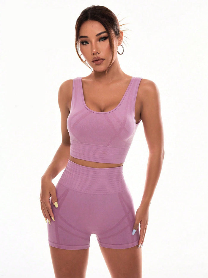 Scoop Neck Wide Strap Top and Shorts Active Set Trandify Deal
