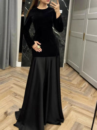 Long Sleeve Maxi Dress for Women - Fall Crew Neck Casual Outfit