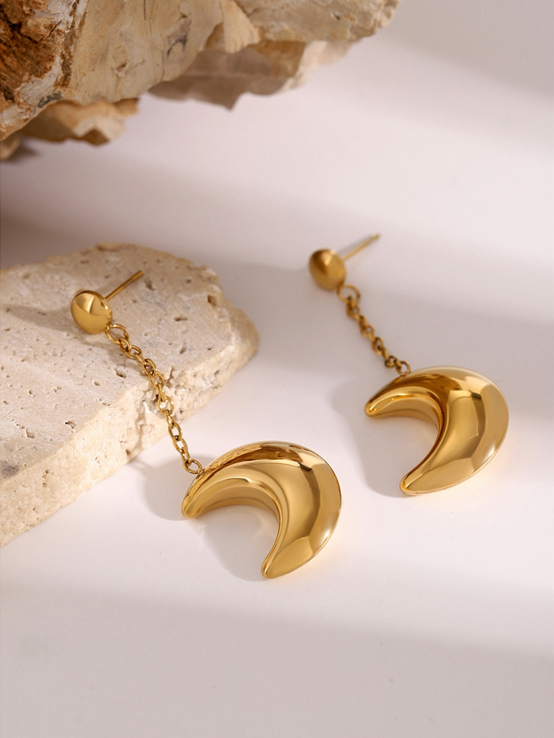 Stainless Steel Moon Dangle Earrings Trandify Deal