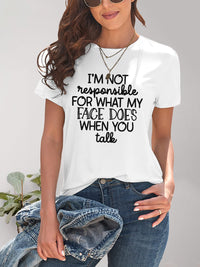 Letter Graphic Round Neck Short Sleeve T-Shirt Trandify deal