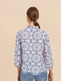 Boho chic eyelet embroidered long sleeve shirt for women – lace blouse casual outfit