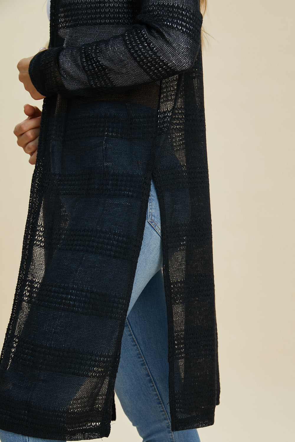 Double Take Full Size Open Front Longline Cardigan Trandify deal