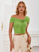 Asymmetrical Neck Short Sleeve T-Shirt Trandify deal