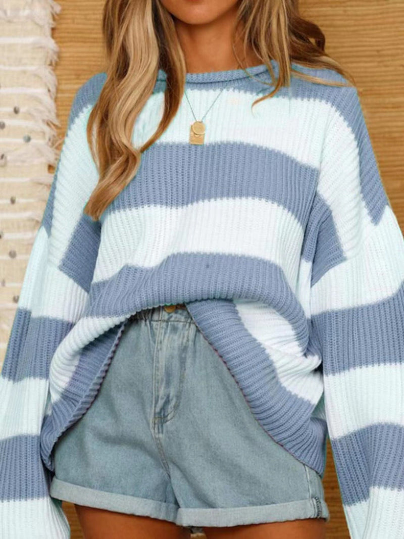 Round Neck Long Sleeve Sweater Trandify Deal