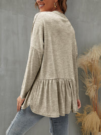 FAM-FAM Ruffled Button Up Long Sleeve Cardigan Trandify Deal