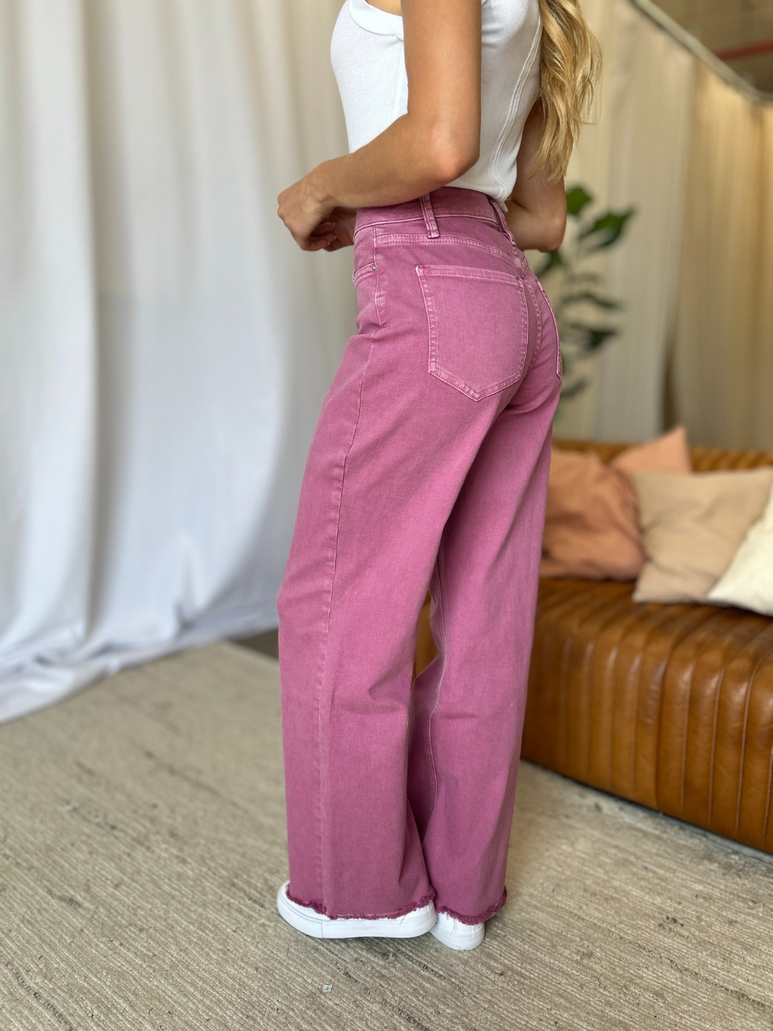 RFM Full Size High Rise Garment Dye Wide Leg  Jeans Trandify Deal