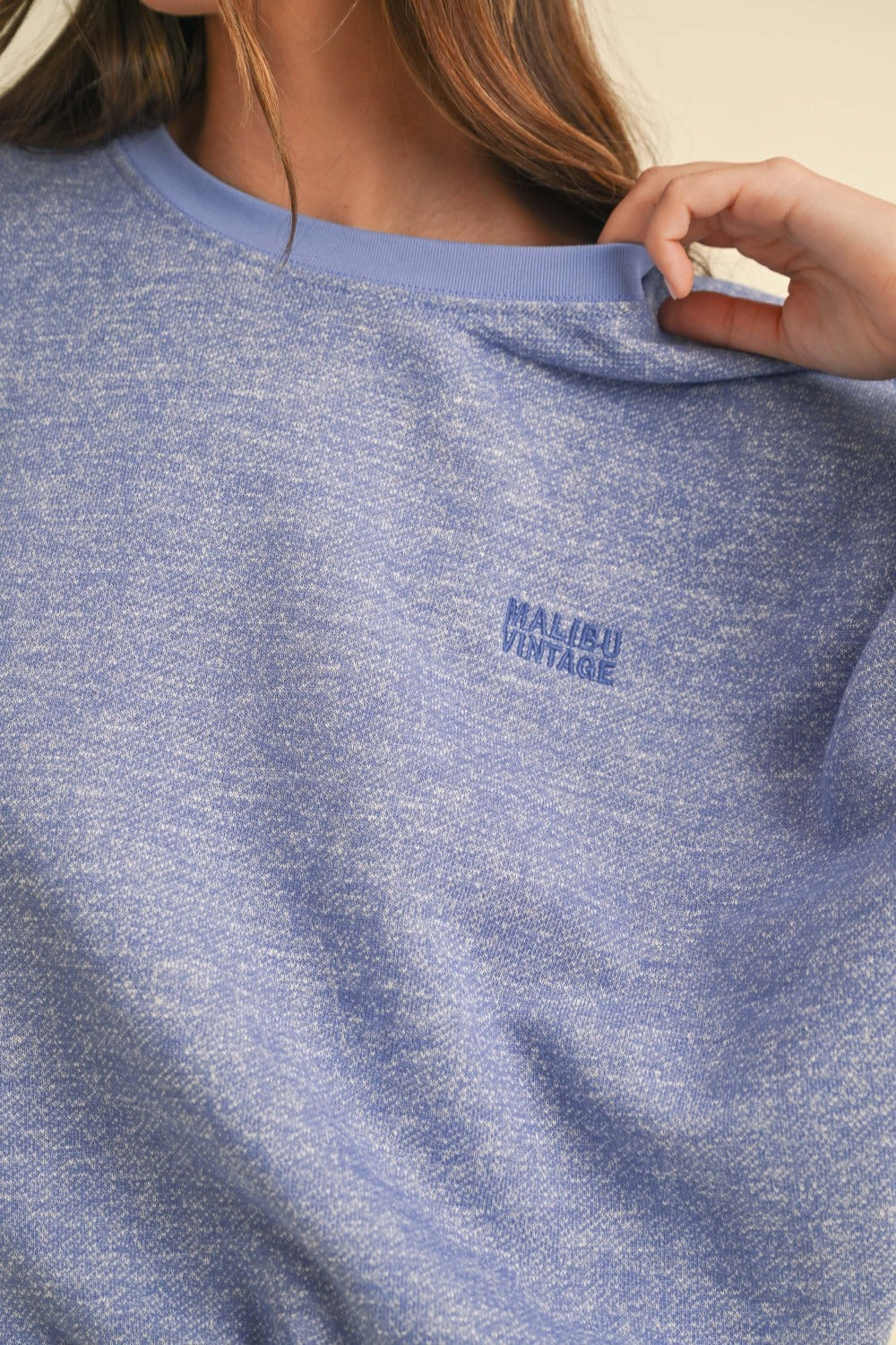 Mable Round Neck Letter Embroidery Crop Sweatshirt Trandify Deal