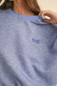 Mable Round Neck Letter Embroidery Crop Sweatshirt Trandify Deal