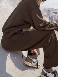 Round Neck Long Sleeve Top and Elastic Waist Pants Set Trandify Deal