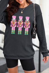 Sequin Nutcracker Round Neck Long Sleeve Sweatshirt Trandify Deal