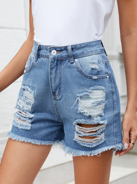 Distressed Raw Hem Denim Shorts Trandify deal